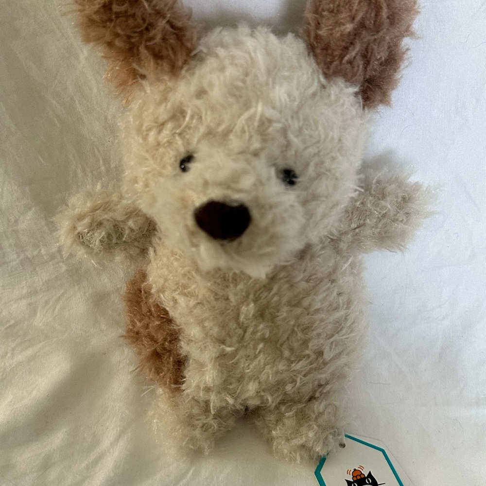 Jellycat Little Pup Stuffed Animal Beige & Brown Puppy Dog with Dust Bag